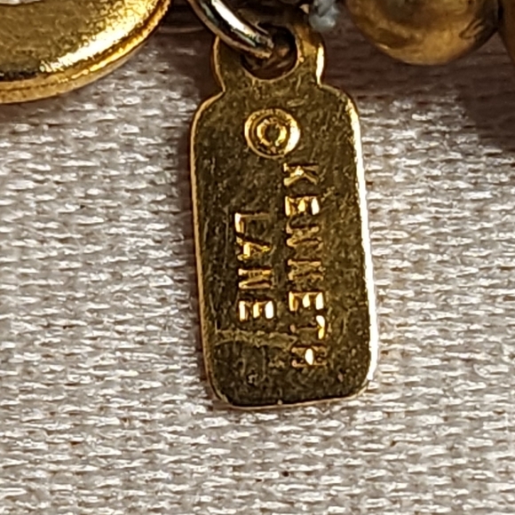 KENNETH JAY LANE 80s Vintage Regency Necklace Gold-Plated Tassel Statement RARE - Picture 6 of 9